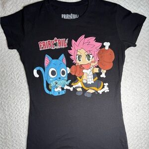 Fairy Tail Chibi Tee - Natsu & Happy Eating EUC Medium Anime